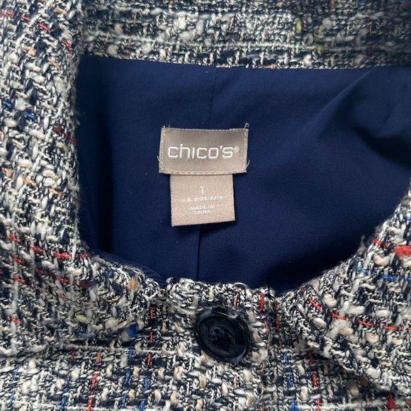 Chico's Tweed Peplum Jacket Blazer Multi Size 1 - Picture 3 of 4